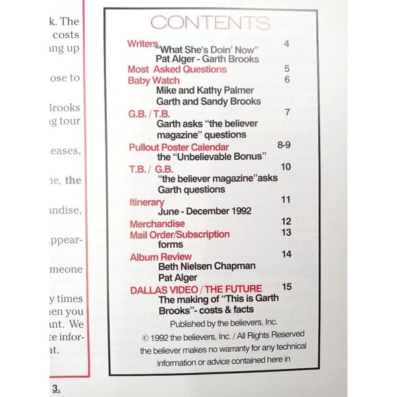 Vintage The Believer Magazine Garth Brooks Country Music 1992 Volume 1 Issue 1 - Picture 3 of 10